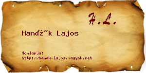 Hanák Lajos névjegykártya